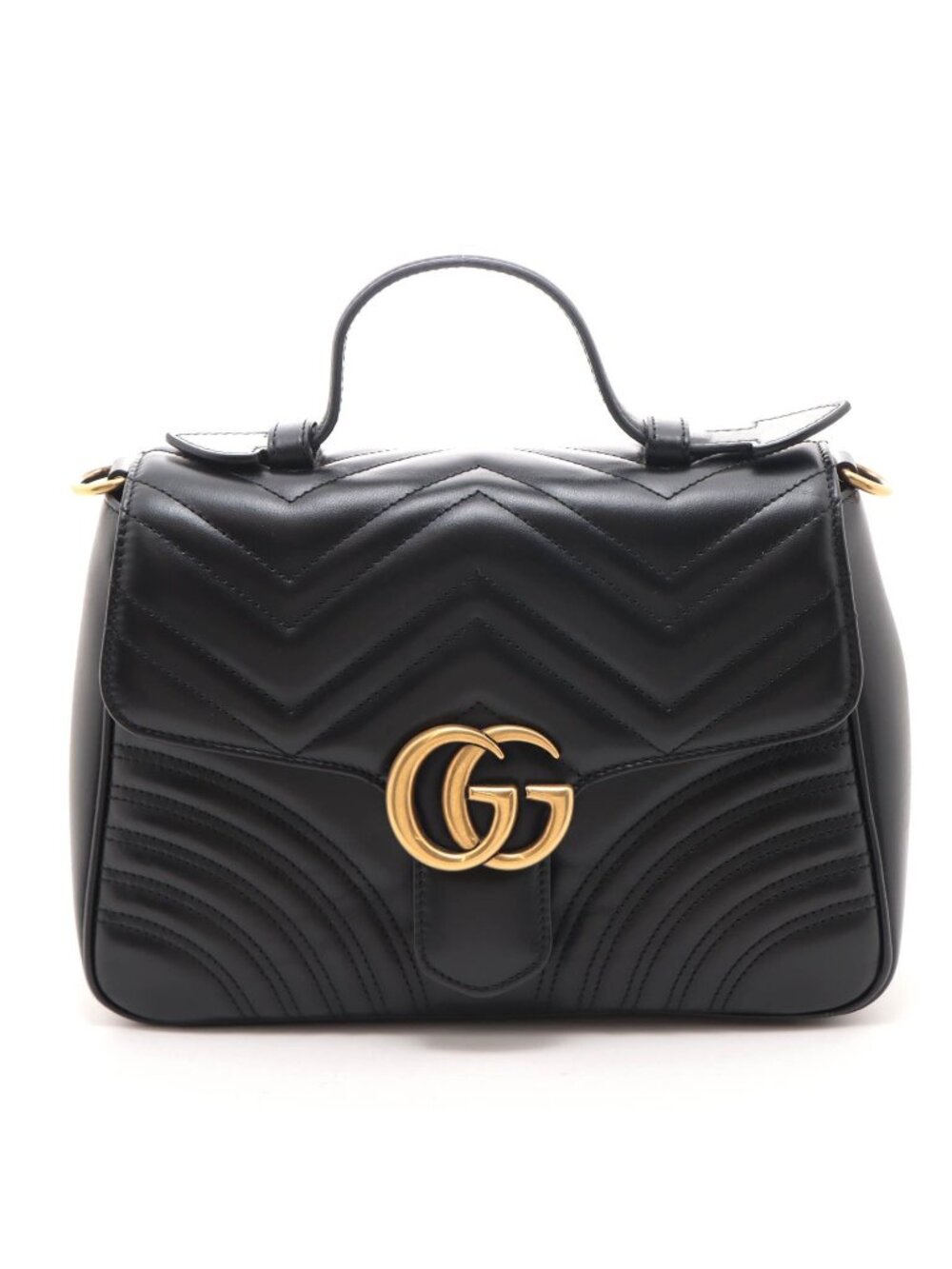 Gucci GG Marmont Small Top Handle Bag Black Leather Handbag
